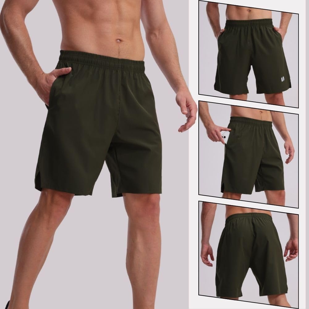 Lot de 5 shorts de course à pied pour homme à séchage rapide pour jogging, shorts de sport pour homme avec poches et taille élastique