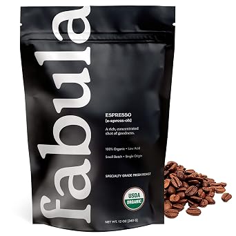Fabula Organic Whole Bean Coffee - Medium Roast and Espresso - 2 Bag Bundle