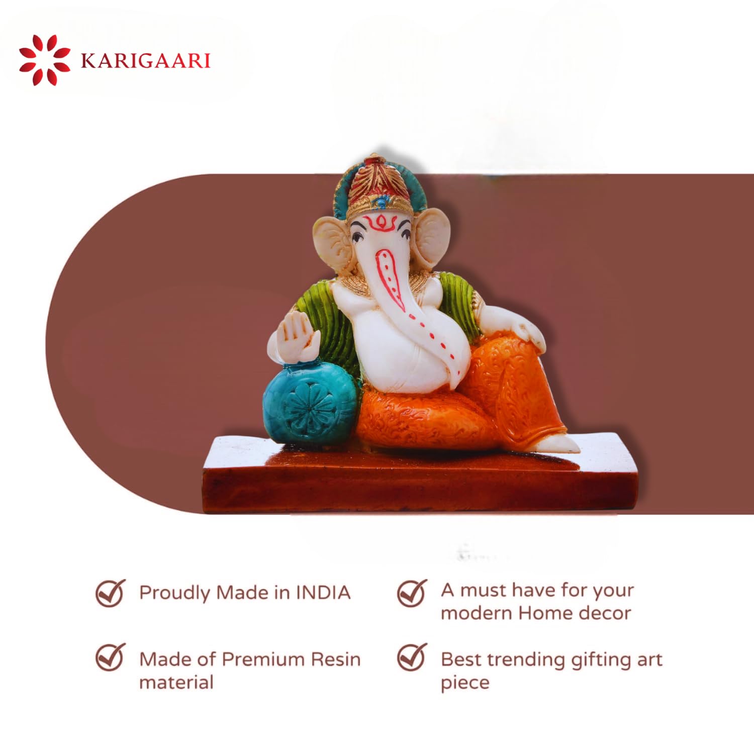 Handcrafted Lord Ganesha Figurine - Eco Friendly Idol -9 Handcrafted Lord Ganesha Figurine - Eco Friendly Idol -9