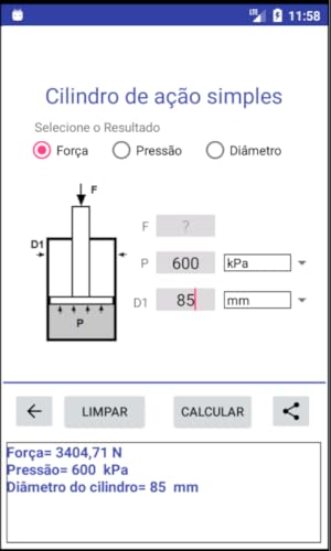 Cilindros de Ar Pneumáticos - Calculadora