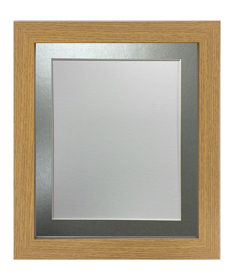 FRAMES BY POST Studio Oak Picture Photo Frame with Silver Mount 24 x 18 for Image Size 18 x 12 Inch