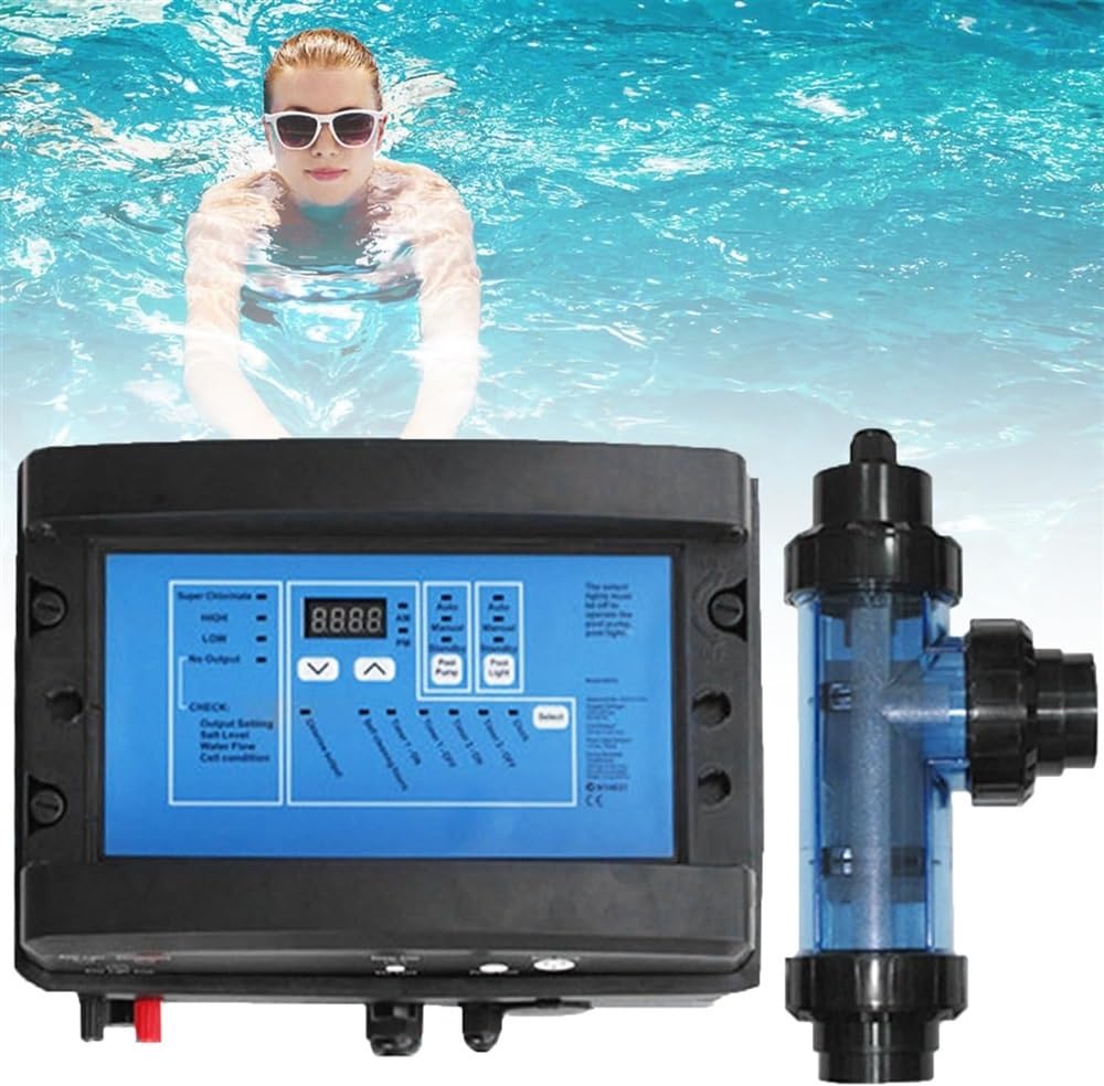 Saltwater Chlorinator, 15/20/30/50 g/h Automatic Cleaning Salt Water Pool Chlorine Generator System, for 25000 Gallon Swimming,50g/h(30g/h)
