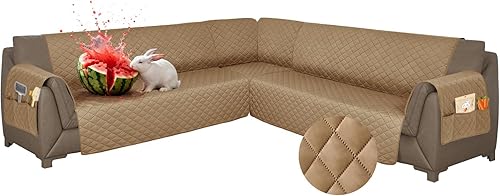 Vista 22 de Fundas para sofá seccional, impermeables, 6 piezas, fundas de sofá en forma de L, lavables, antideslizantes, fundas para sofá seccional, suaves