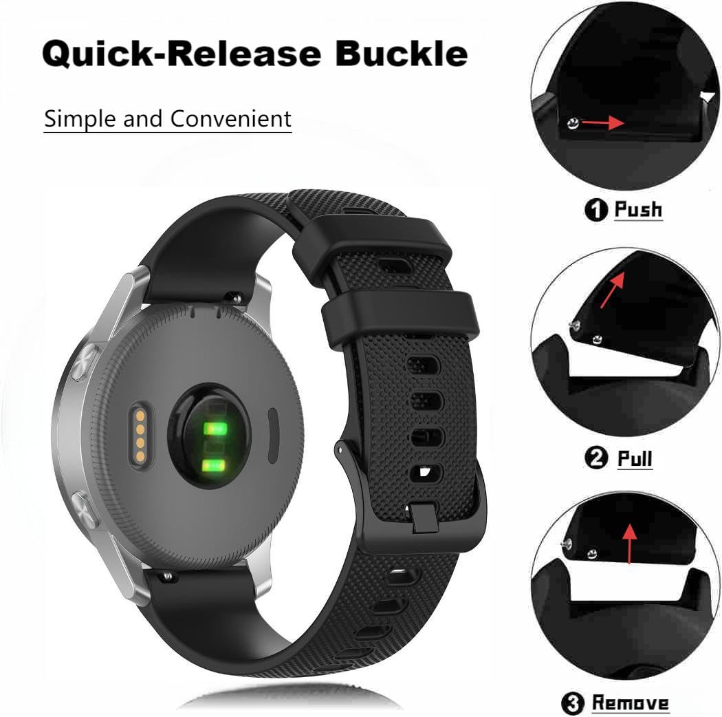 Pasek zapasowy 20 mm do Garmin Forerunner 165/168/158/245/645/55/Vivoactive 6/5/3 Music do Garmin Approach S50/S42/S40/S12, miękki pasek do zegarka sportowego