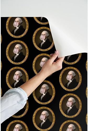 Miniatura 3 de Spoonflower Papel tapiz para despegar y pegar - George Washington Bubble Gum Historia de la Biblioteca Histórica Divertida Histórica Papel pintado