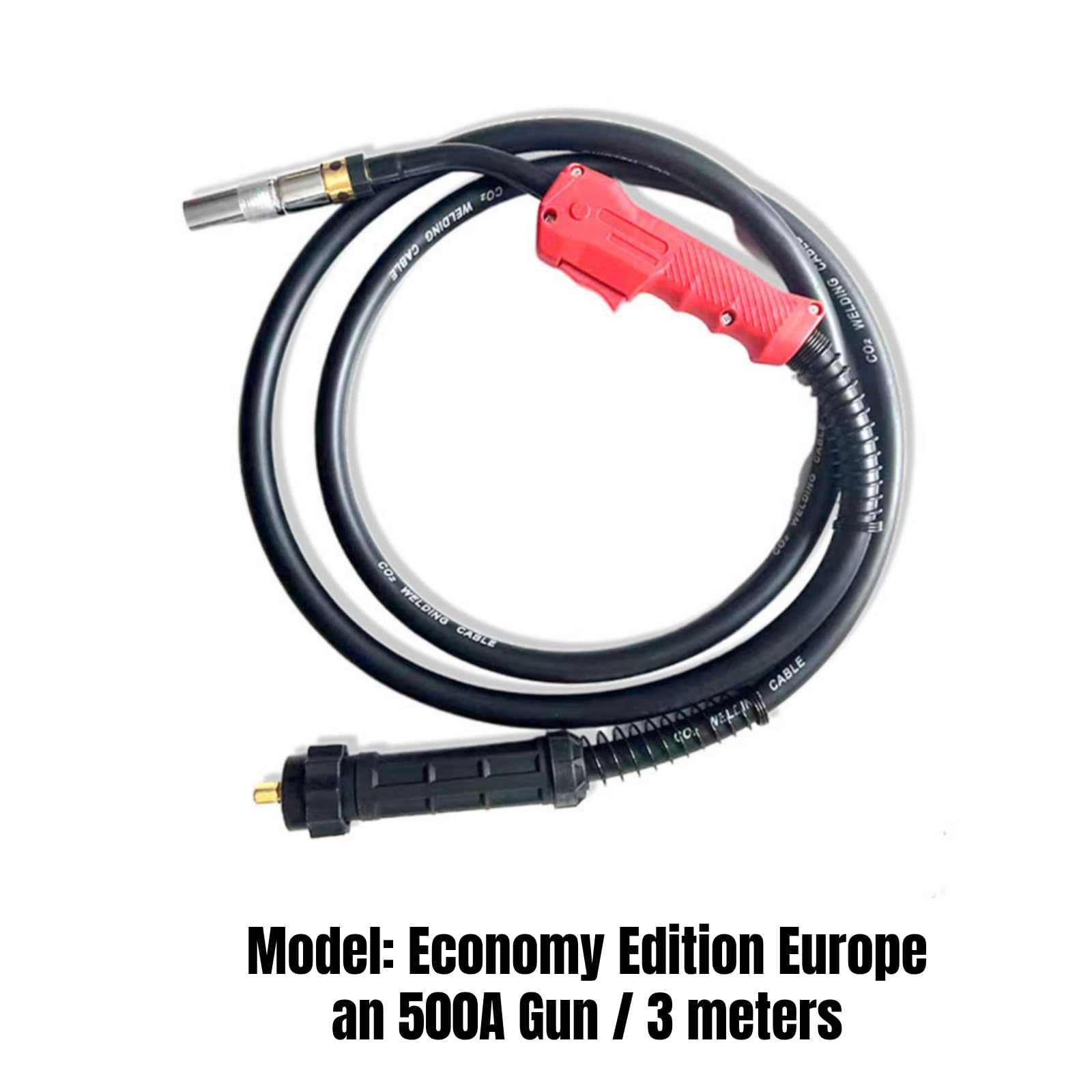 B Baosity Antorcha de Soldadura MIG Soplete de Gas Pistola de CO2 Conector Cilíndrico Flujo Estable y Sujeción Firme al Equipo, 3 Metros, Económico, Pistola Europea 500A
