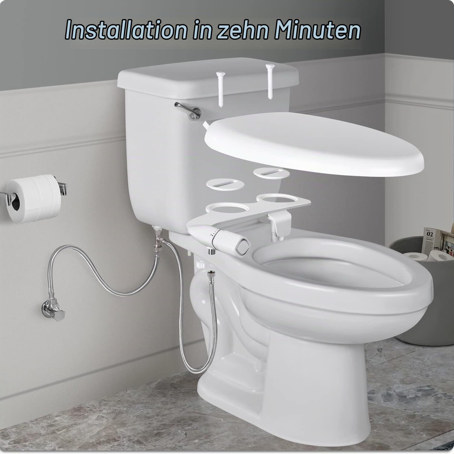 BIGCOW Bidet Aufsatz,Ultra-Slim Bidet Einsatz Für Toilette nicht elektrischer Doppeldüse (Front- und Heckwäsche)