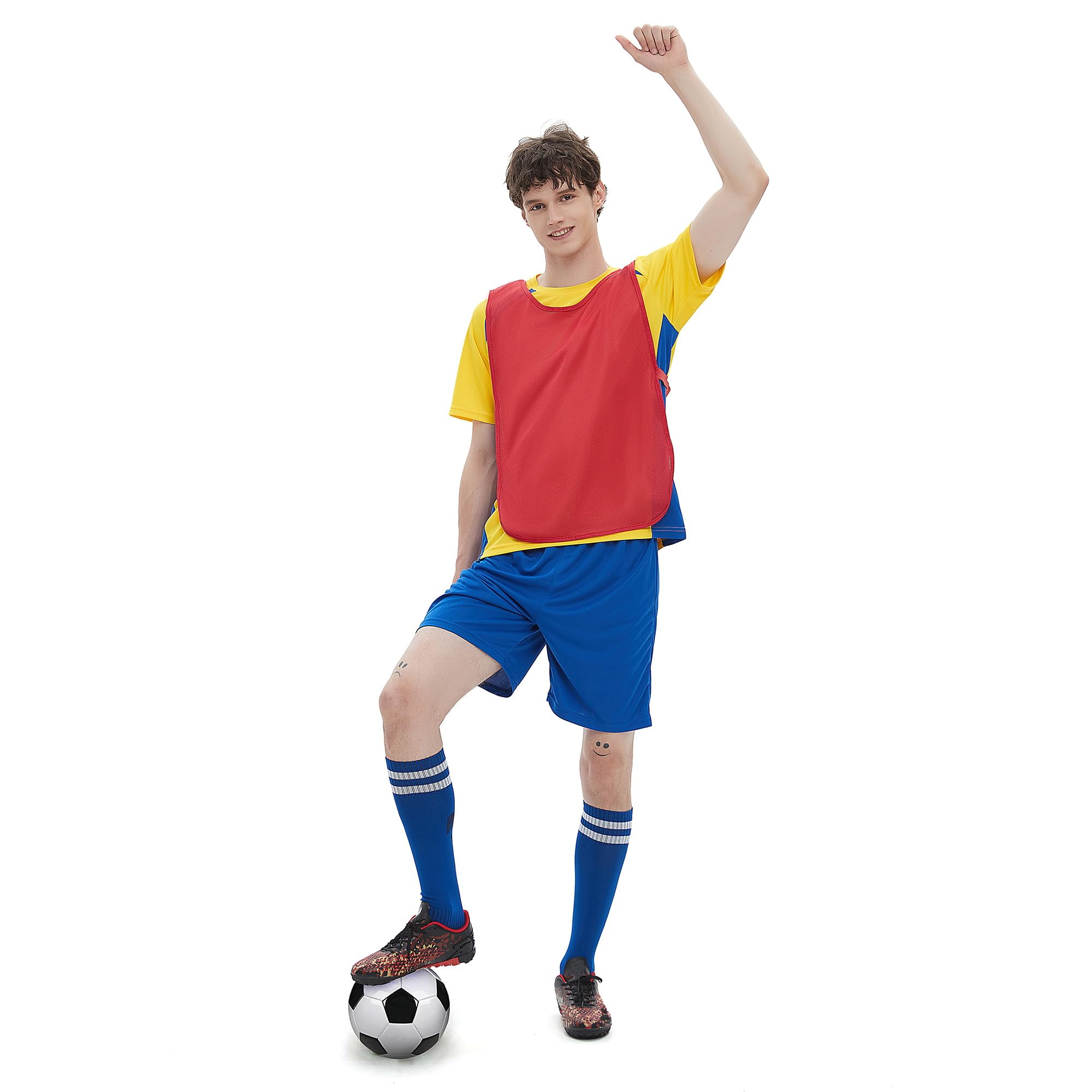 TopTie 12 Stück Fußball Leibchen Scrimmage Weste Trainingsleibchen Markierungshemd für Erwachsene und Jugendliche - (#1–12, 13–24)