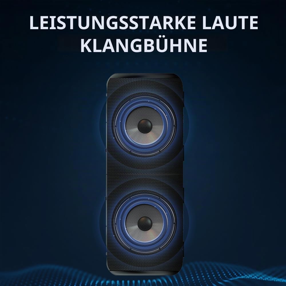 CYBORIS 2 Tragbarer Bluetooth Lautsprecher, Wasserdicht, Split Wireless, 20W Stereo-Sound, 24h Spielzeit, True Wireless Pairing