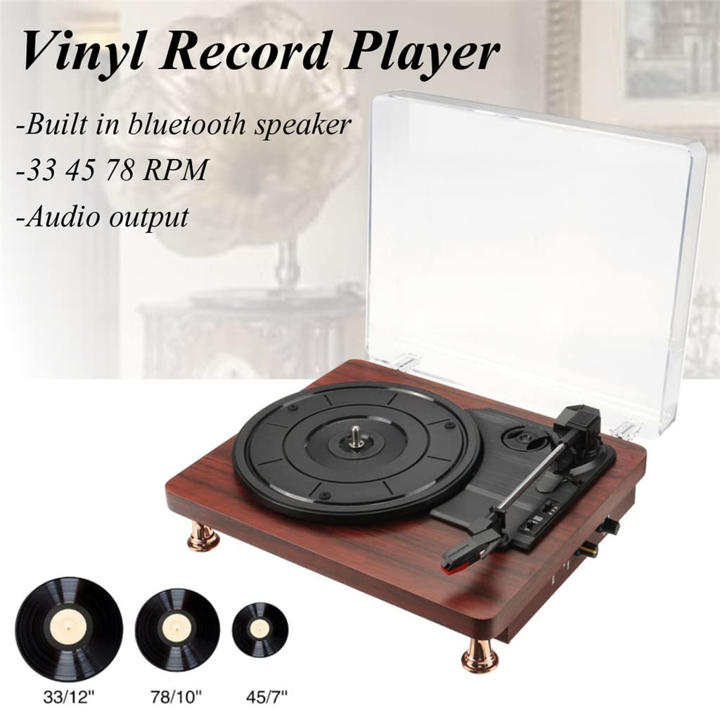 Giradischi Lettore Musicale Giradischi in Vinile Altoparlanti Bluetooth Grammofono Vintage Giradischi per Dischi a 33/45/78 Giri