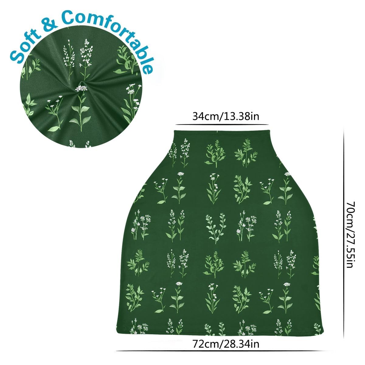 Baby Car Seat Canopy Covers Nursing Cover Stretchy Boys Girls Herbal DarkGreen Carrier Cover Breastfeeding Cover Breathable