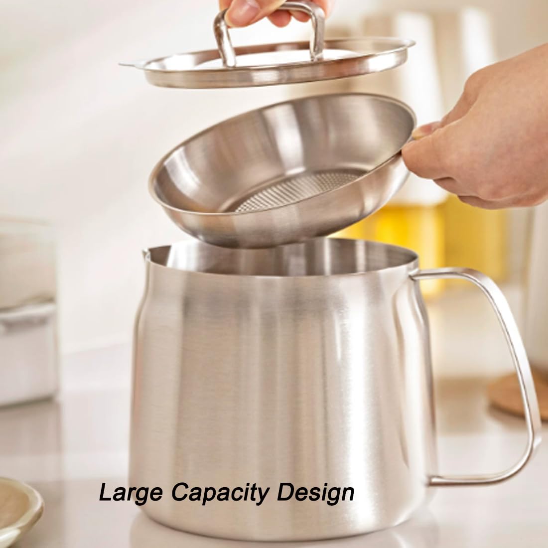 Olla freidora de acero inoxidable 304 con cesta, colador de aceite y clip. (1,5L)
