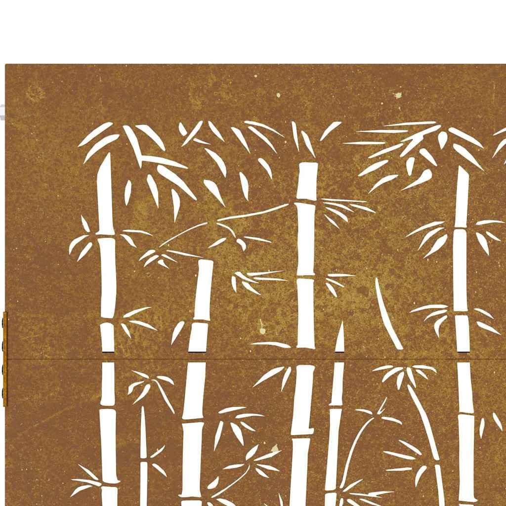vidaXL Cancello da Giardino in Acciaio Corten 85x75 cm Con Design Bambù e Serratura - Metallo Anteriore