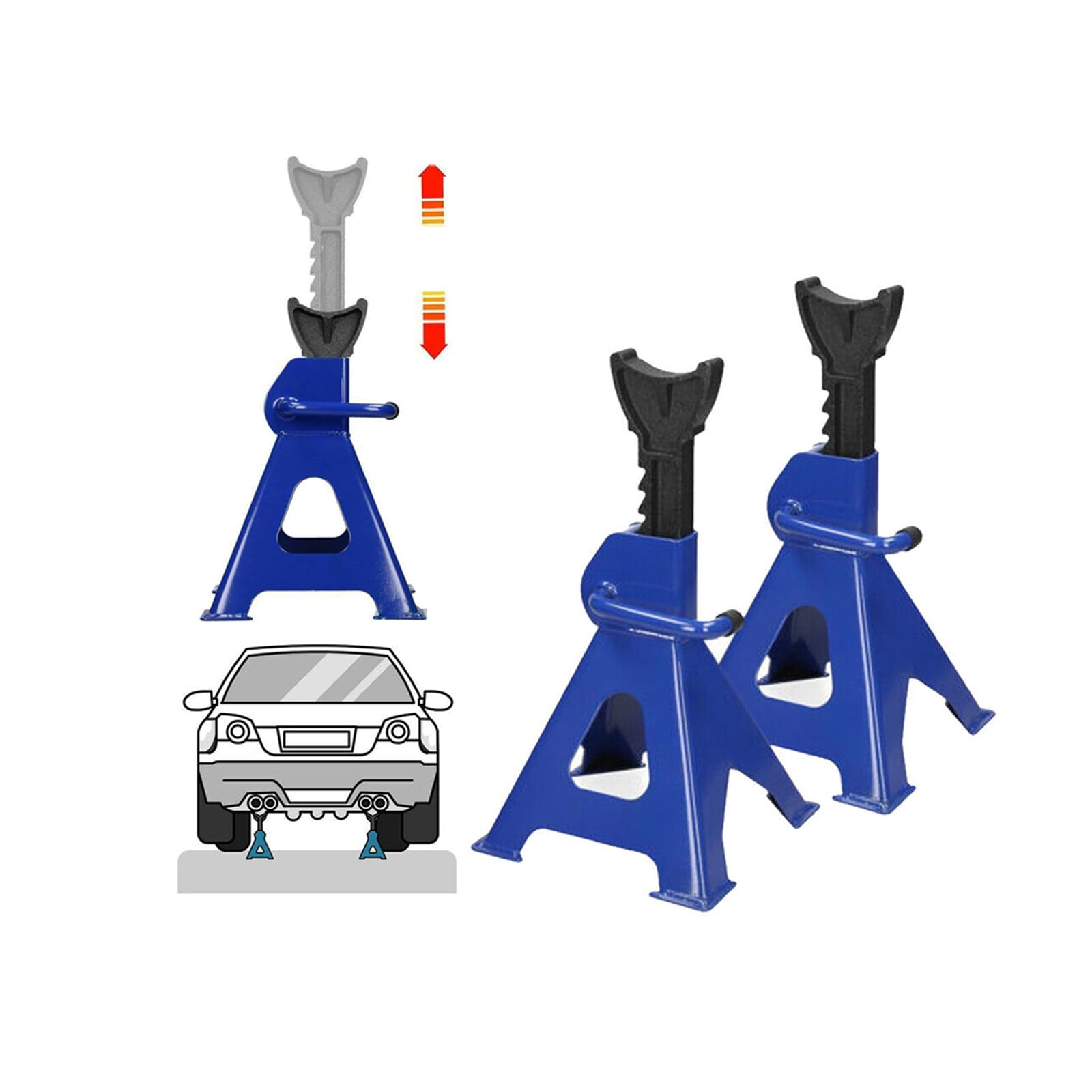 Automotive - Caballete de seguridad (3000 kg, altura de elevación de 290 a 430 mm, altura de elevación, altura regulable, 2 soportes 3T para coche)