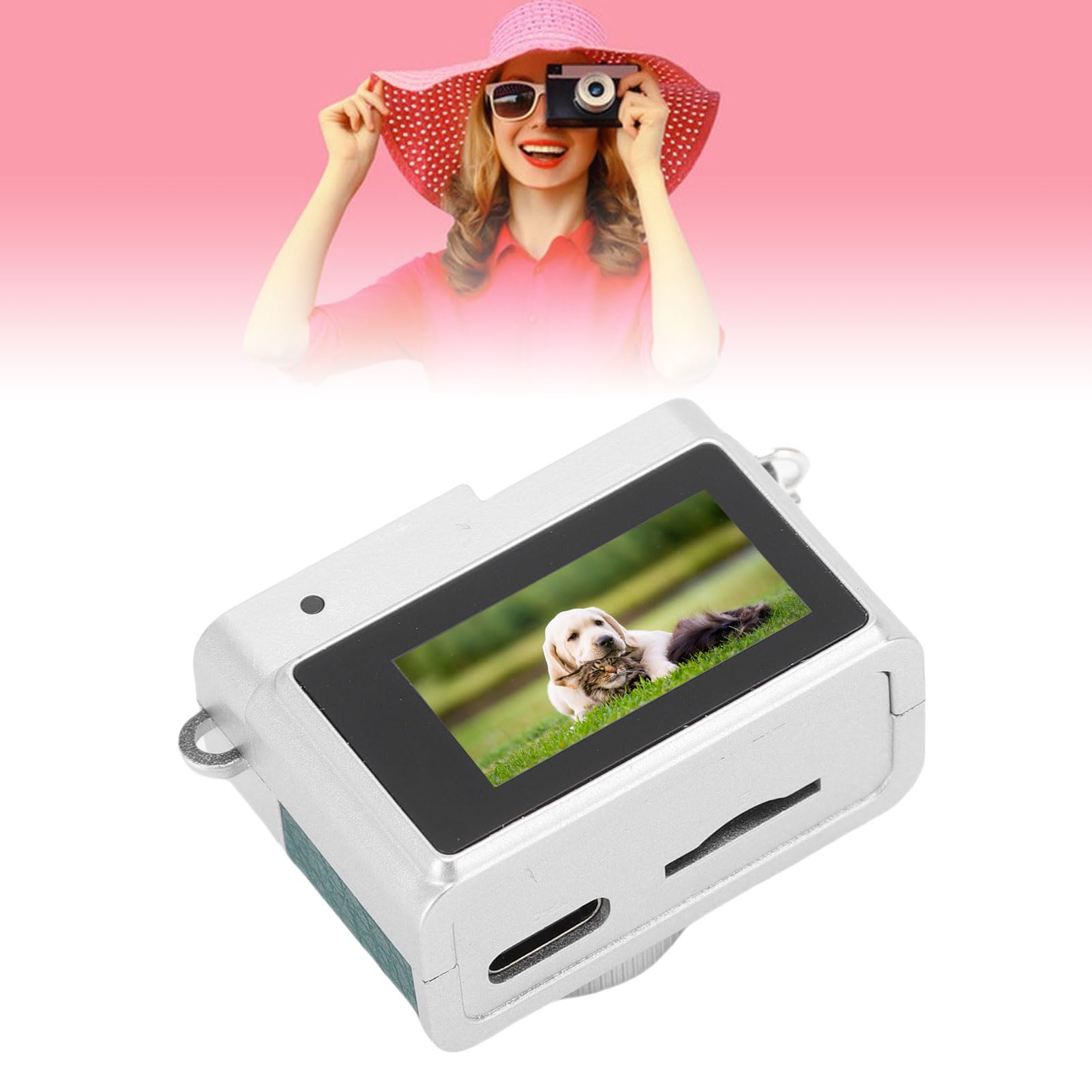 Topiky Piccola Fotocamera Digitale retrò, Portachiavi Mini Fotocamera 1080P FHD da 0,96 Pollici, Fotocamera Digitale Portatile con Luce di Riempimento a LED 4 Filtri, Videoregistratore (Green)