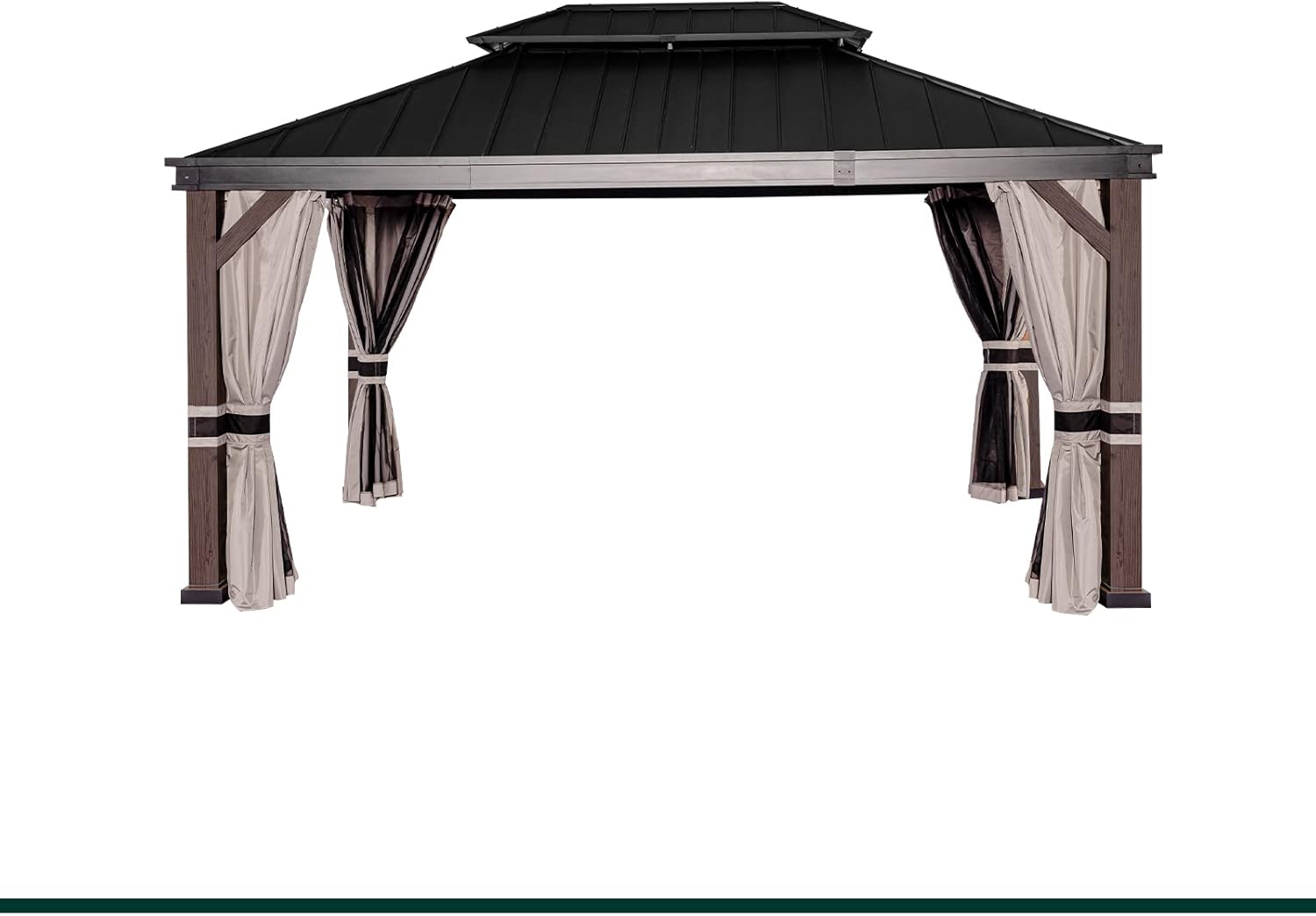 OLILAWN Gazebo 12x16, Hardtop Gazebo with Wood Finish