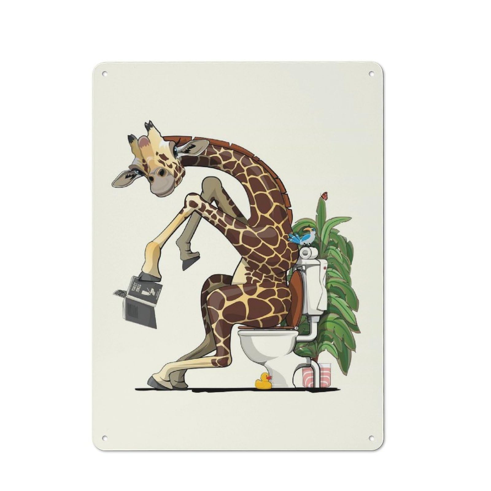 Junmoney Giraffe Using The Toilet Metal Wall Sign 40X30cm, Rustic Classic Pub Decor For Cafe, Pub, Workshop Or Home Bar