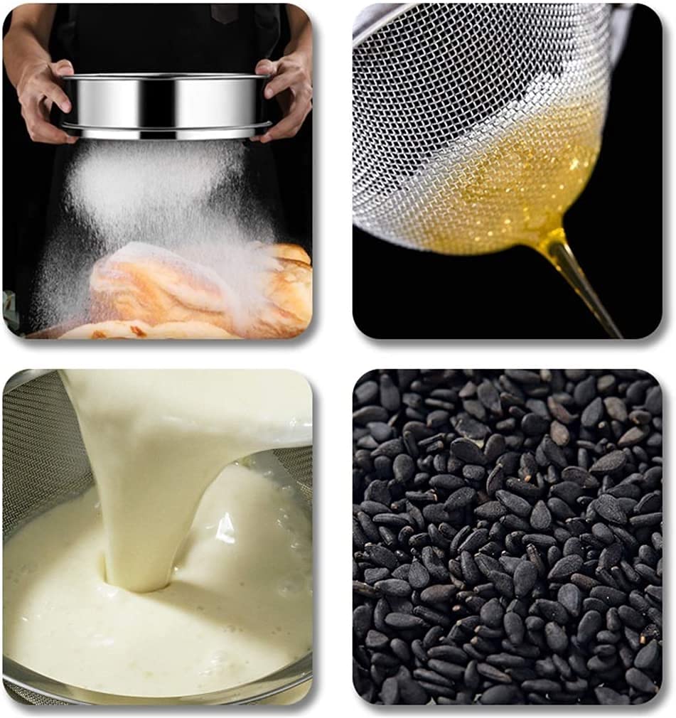 Tamiz De Harina, Tamiz De Cocina De Malla Fina De Acero Inoxidable Tamiz De Malla Para Hornear Doméstico Para Harina, Harina De Pan, Harina De Pastel, Harina De Coco, Tamiz De Almendras-35cm
