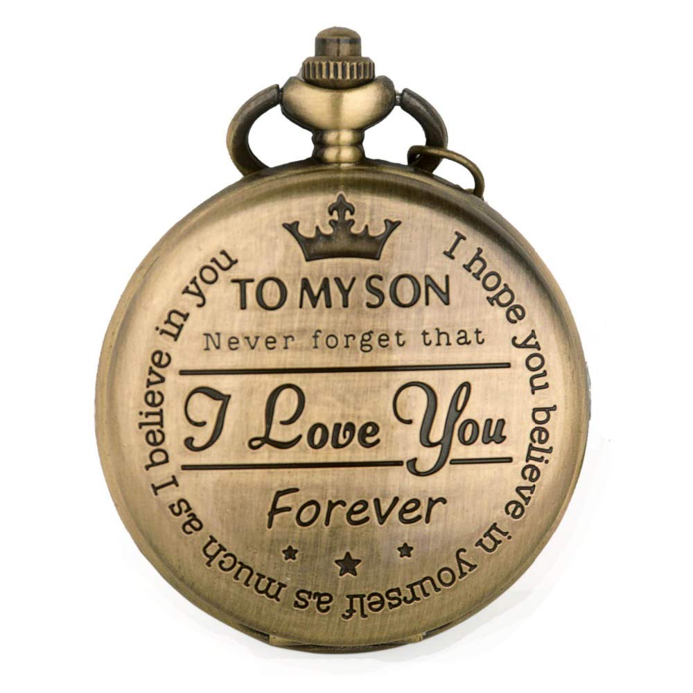 to My Son Pocket Watch Gift for Son |Pocket Watch with Chain Pendant for Son from Dad for Christmas, Valentines Day, Birthday