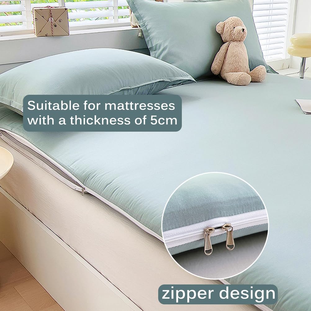 D,120x200cmFULL, 100% Cotone Futon Copertura Materasso con Cerniera Giapponese Protettore Materasso Pavimento Tradizionale Avvolgimento Completo Copertura Letto Futon Pavimento