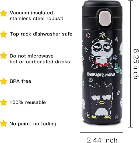 Miniatura 2 de Anime Kitty - Botella de agua con calcomanía, botella de vacío reutilizable Kawaii, 14.2 fl oz, acero inoxidable -B07