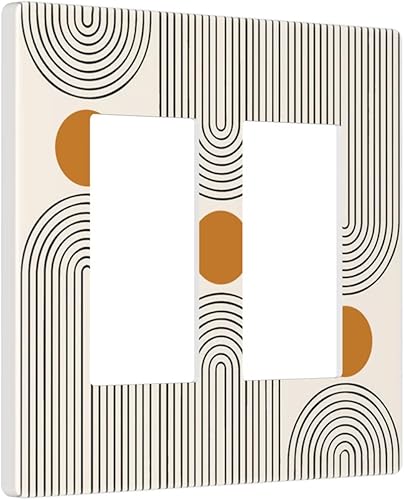 Miniatura 79 de Placa Decorativa de Pared Beige Boho de Mediados de Siglo Sol Abstracto 1-Gang Retro Años 70 Arte Geométrico Moderno con Arco Eléctrico Interruptor