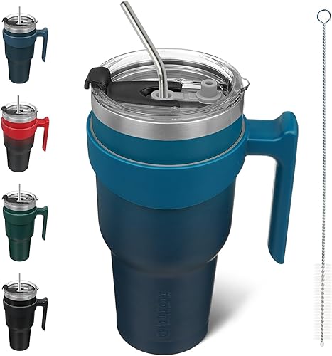 Miniatura 302 de BJPKPK 30 oz Tumbler With Handle And Straw Stainless Steel Insulated Tumbler Cups For Water Or Ice Coffee,Blood Moon