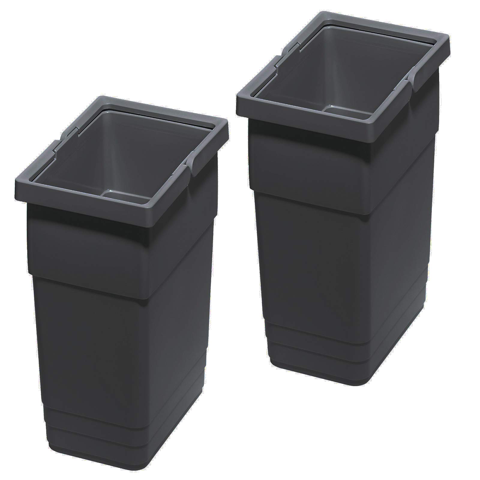 Ninka Abfalltrennsystem eins2vier KB 600 mm, Seitenstärke 16 mm Höhe 275mm | 2x 6L, 2x 13,5L, 1x 60er Bodenplatte, 1x 60er Deckelplatte, 2x Führungsleiste dunkelgrau für Tandembox von SOTECH