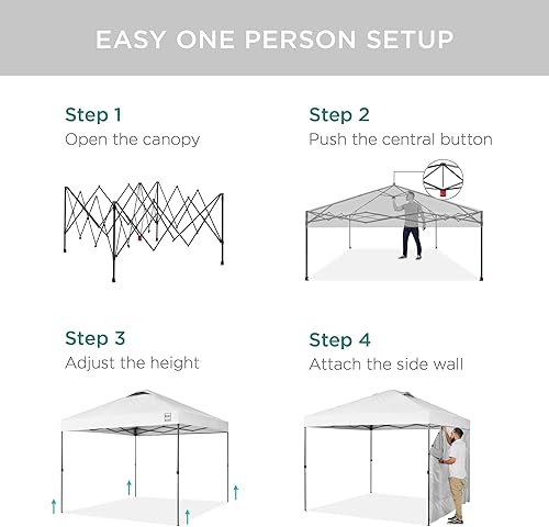Miniatura 275 de Best Choice Products Carpa Toldo Desplegable de 10x10 pies para Instalación de 1 Persona, Refugio Portátil Instantáneo con Botón de 1 Toque