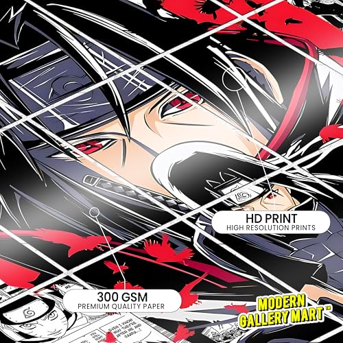 Image of MODERN GALLERY MART Pack of 20 Naruto Itachi Uchiha Manga Poster | A4 Size Anime Wall Art (8.3 x 11.7 inch) | Manga Posters with Glue Dots | Anime Poster for Bedroom, Living Room, Office (2)