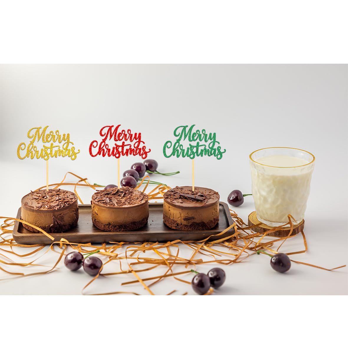 24 Weihnachten Cupcake-Topper – 4 Motive (Weihnachtsmann & Winter), Für Kuchen- & Partydeko (CYODOOS)