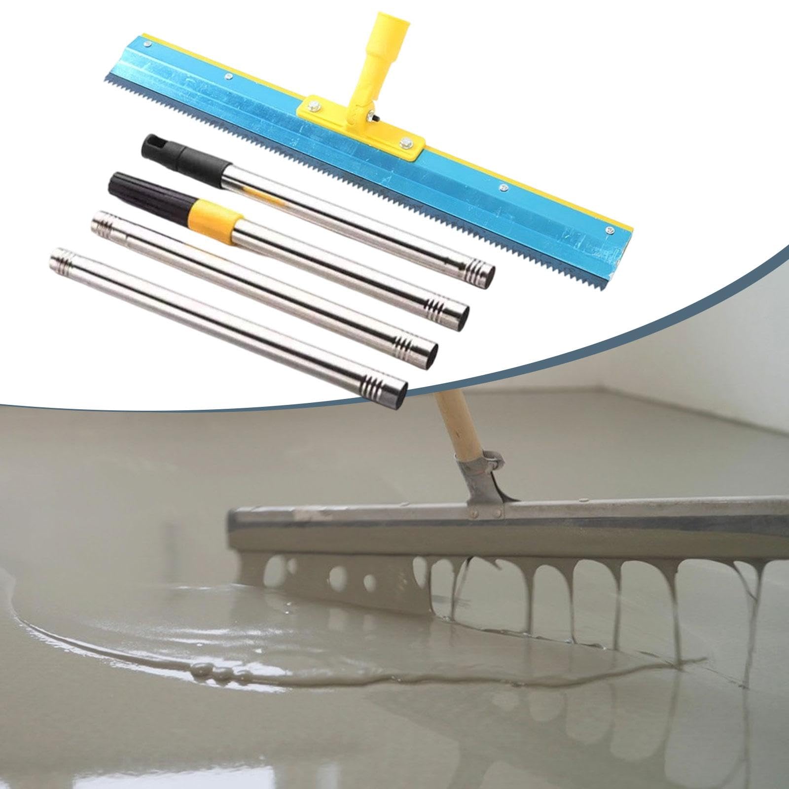 Escobilla de Goma para Suelos de Epoxi, de Metal, Profesional, Dentada, Autonivelante, con Ranuras.