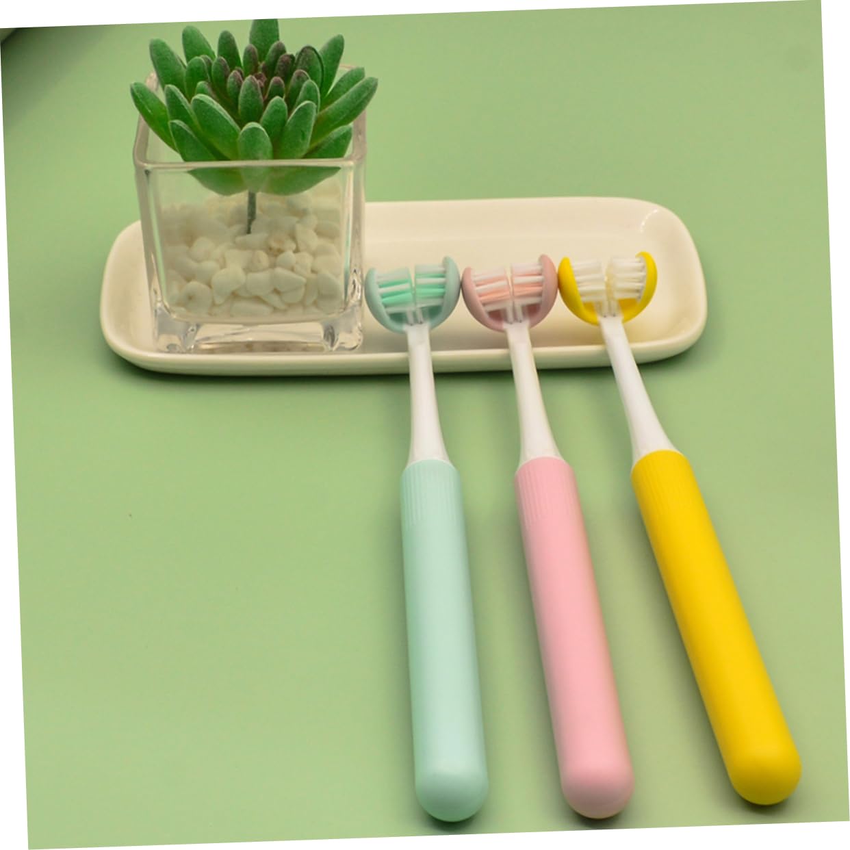 Spazzolino per Denti Adulti 3 Lati Setole Morbide Avvolgenti Design Ergonomico Leggero e Confortevole per Pulizia Orale senza Angoli Morti