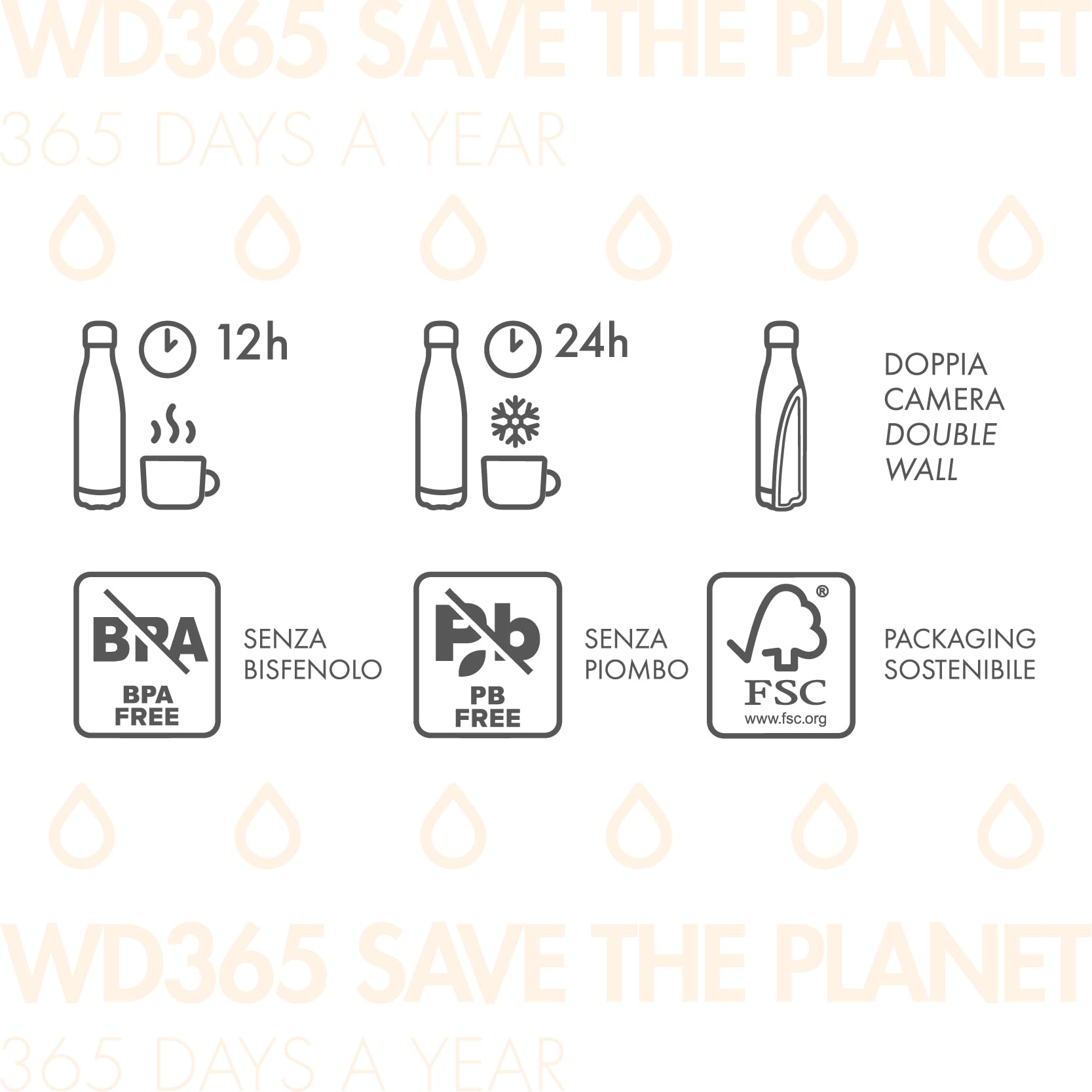 WD Lifestyle Stainless Steel Water Bottle -17 Fl Oz - Double Wall Vacuum Insulated Containers - Keeps Drinks Cold for 24 Hours and Hot for 12 - Leak Proof - BPA Free (Silver)