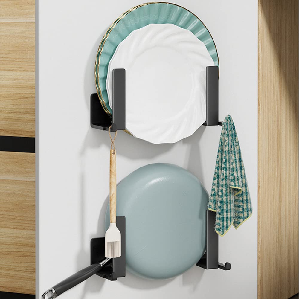 Porta Coperchio per Pentola Supporto per Coperchio di Pentola Organizzatore Montato a Parete con Adesivo Non è Necessario Forare, Doppio Uso per Cucine, Armadi（2 Pezzi，con lavello）