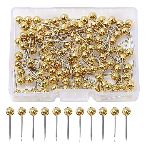 Tadipri 200 Pièces Cartes Punaises, Or Punaises Tableau Liège Plastique Ronds Points De Têtes Et Aiguilles En Acier (0.4 * 1.5Cm)