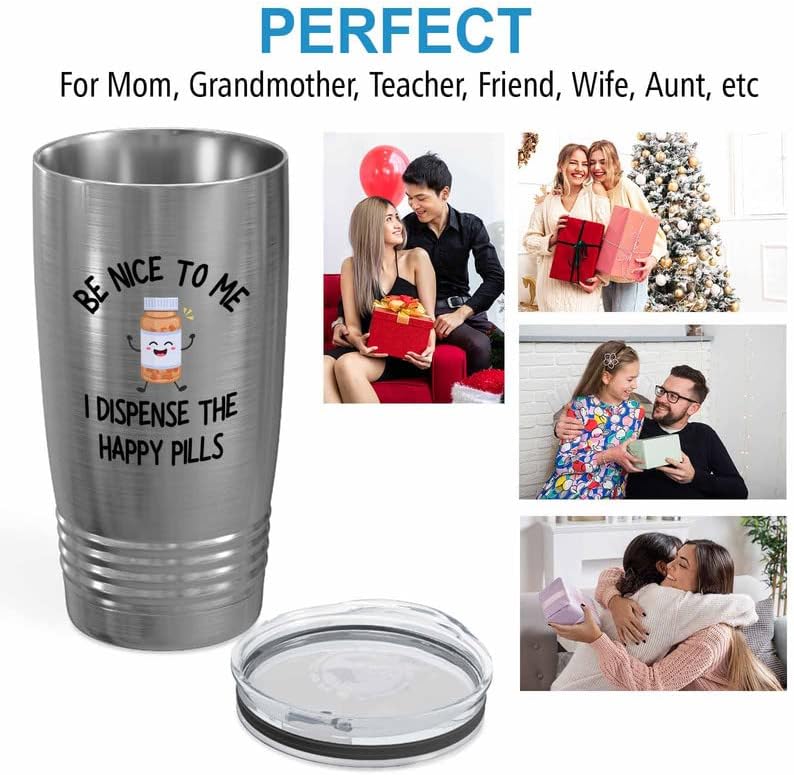 Pharmacist Silver Edition Viking Tumbler 20oz - Be Nice To Me B - Nurse Doctor Chemist Pharmacy Technician Patient Practicioner Laboratory Research Technologist