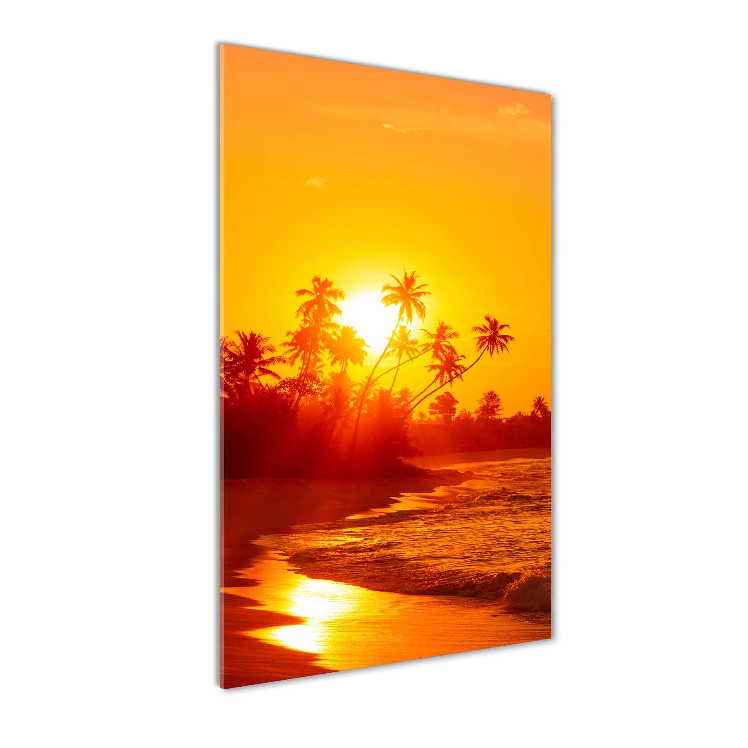 Impression sur Verre Acrylique Tulup 70x140 cm | Tableau Plexiglas Plage Tropicale Orange