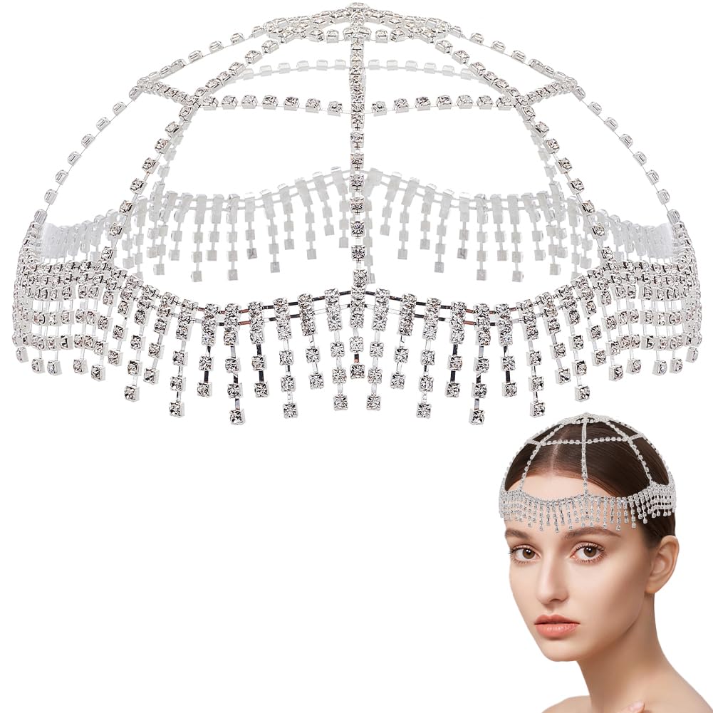 Catena Per Capelli Con Strass Jeairts – Fascia Elastica Sposa Con Cristalli, Accessorio Per Halloween, Ballo E Feste - 3