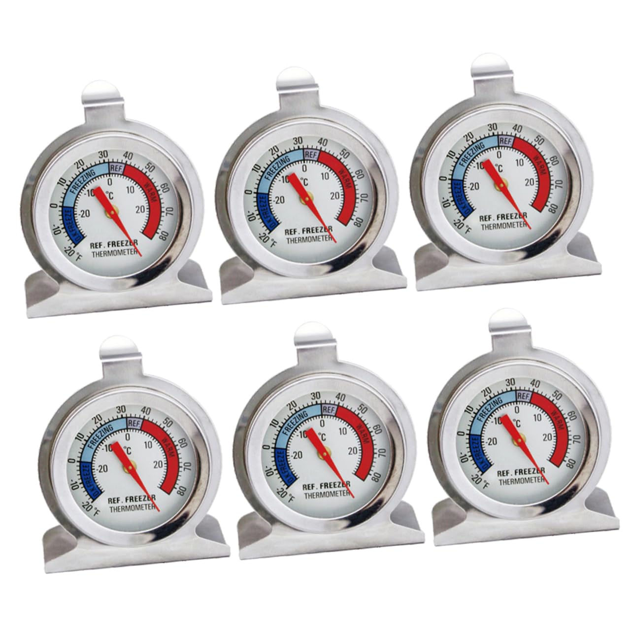 6 Pezzi termometro congelatore applicato frigo monitor del congelatore allarme congelatore senza fili termometro da ufficio temperatura dell'acciaio inossidabile Silver