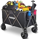 【5 𝑱𝒂𝒉𝒓𝒆 𝑮𝒂𝒓𝒂𝒏𝒕𝒊𝒆】Sainlogic 280L/150KG Bollerwagen Faltbar mit Große All-Terrain Auto-Reifen, Transportkarre Gerätewagen, Faltbollerwagen aus Kohlenstoffstahl, 2 Bremsen (Dunkelschwarz)