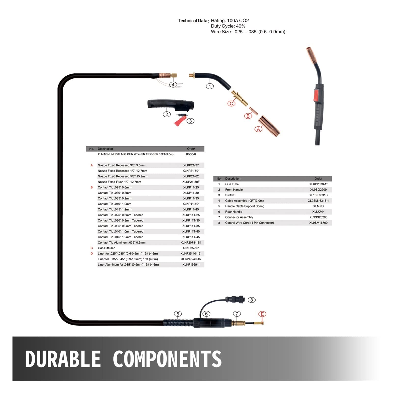 K530-6 Mig Welding Gun 100A Gas Burner Torch With 3M Flexible Cable Welding Equipment Stinger Replacement For Magnum 100L Do użytku dla początkujących DIY