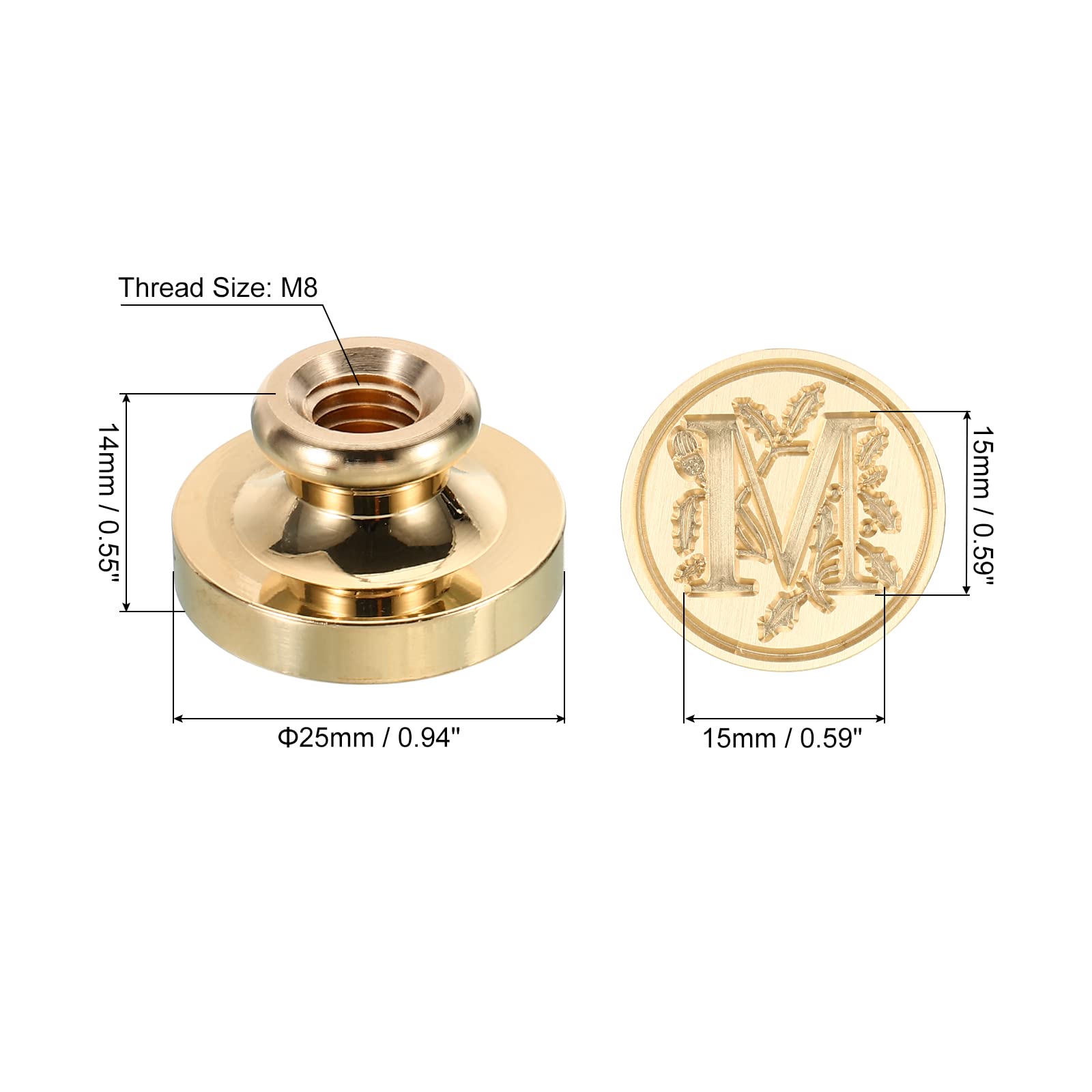PATIKIL Alphabet M Wax Seal Stamp, Initial Letter Sealing Wax Stamp Classic Retro Brass Head for Envelope Invitation Cards - Image 2