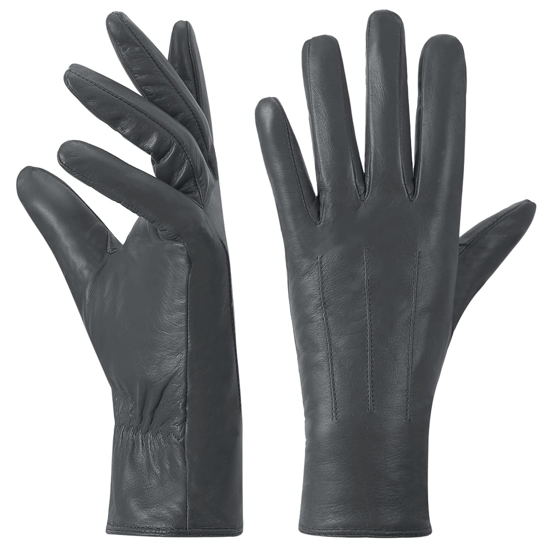 Harssidanzar Guanti invernali da donna in pelle Fodera in caldo cashmere Touch screen Finitura vintage GL017EU