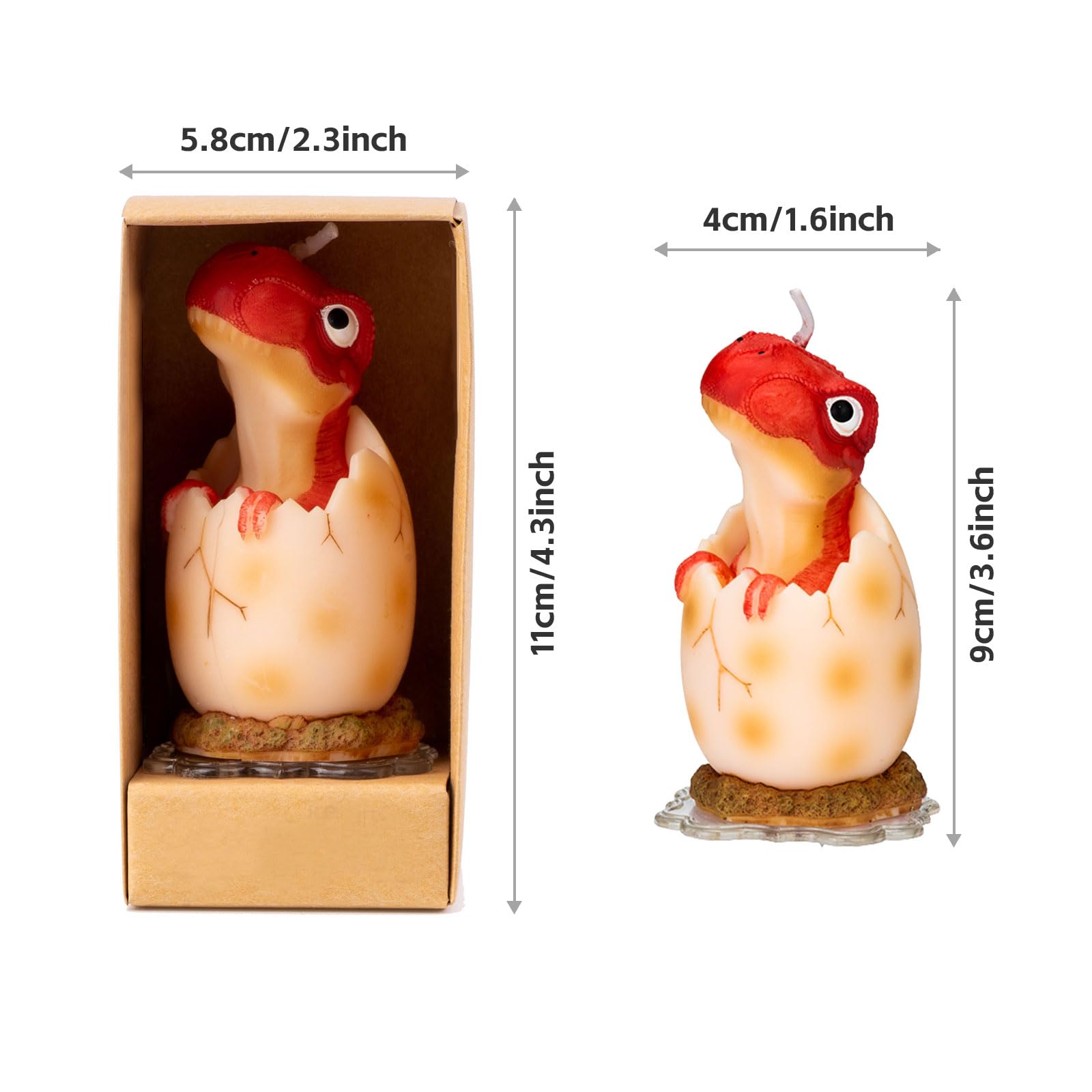 Vela de cumpleaños de bebé de dinosaurio rojo, para baby shower, cumpleaños y fiesta de Pascua, regalos para niños, celebración de vacaciones