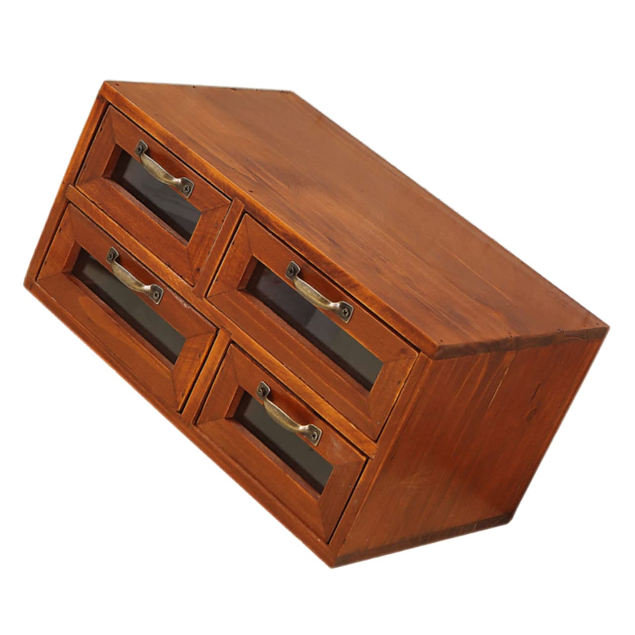 SHINEOFI Rustikaler Schreibtisch Organizer mit 4 Schubladen Doppellagiges Design und Staubschutz für Büro und Zuhause Aufbewahrung