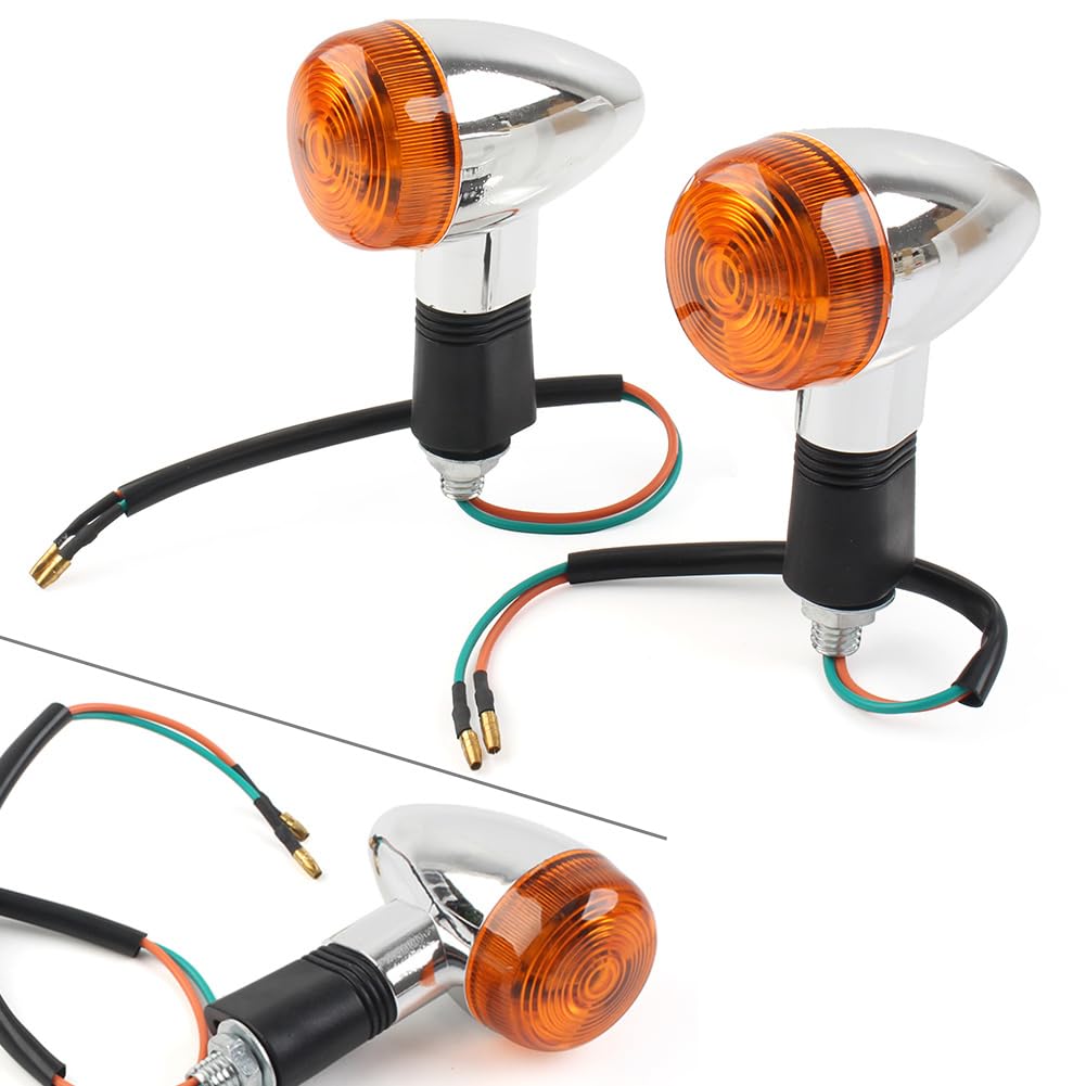 KEEPDSGN LED Bullet Turn Signal Lights – Amber/Red, Chrome/Black – Universal For 12V Motorcycles