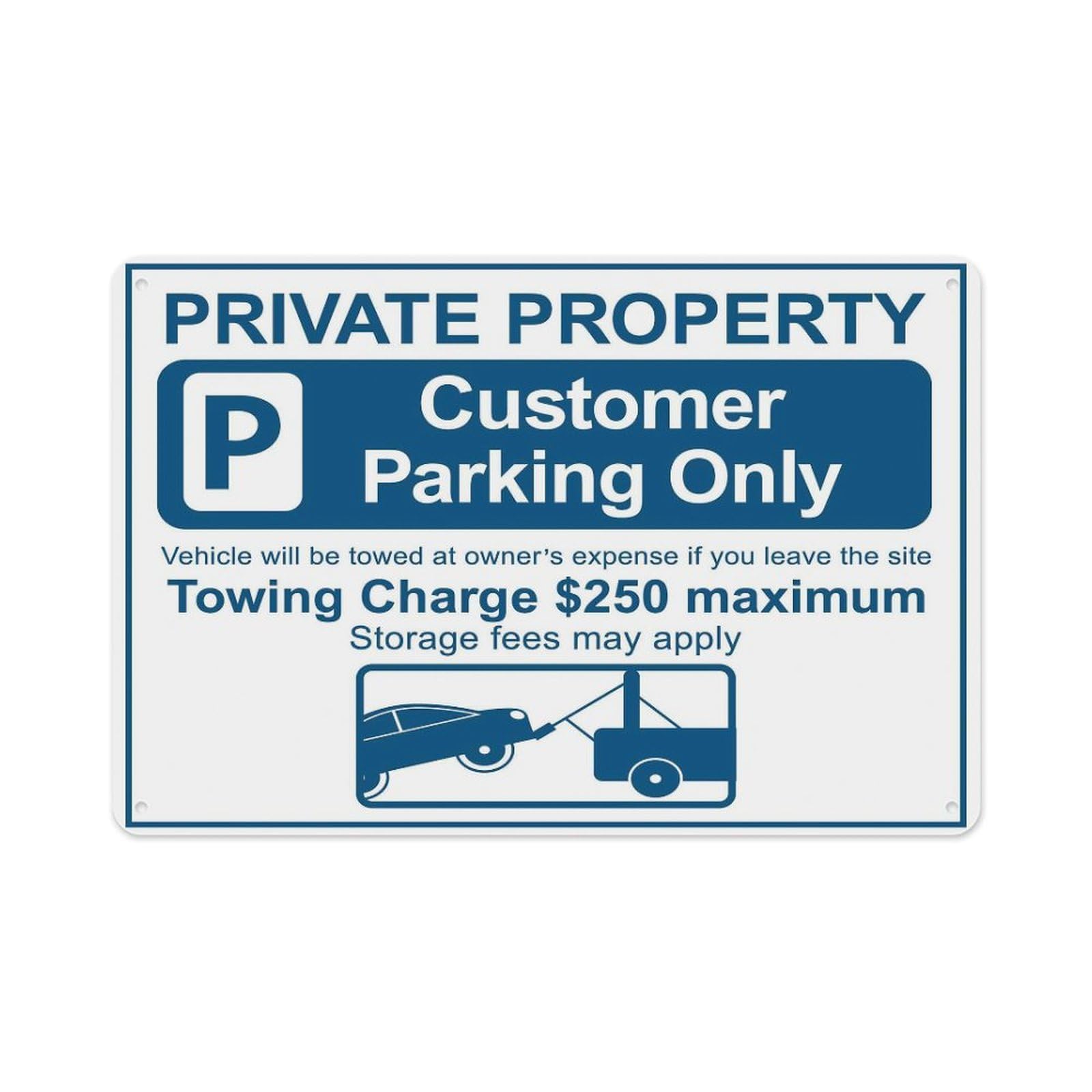 peiyeety Private Property Customer Parking Only Towing Charge Sign Aluminum Tin Warning Signs for Home Outdoor Garden 8X12 Inches