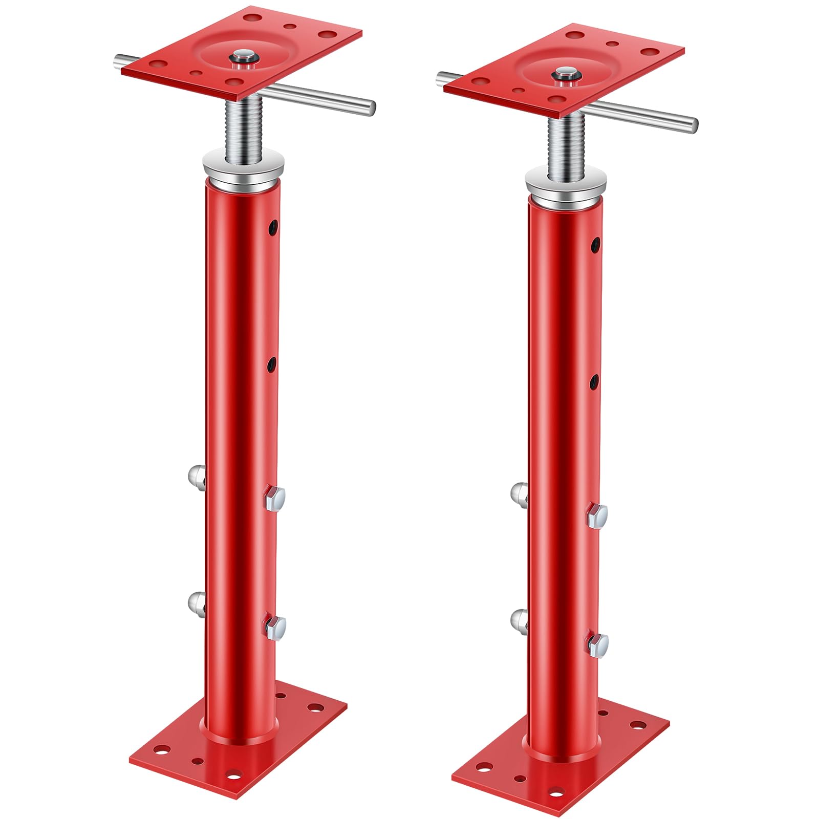 2 pcs adjustable jack post, 19"-36" height range, basement floor house screw jacks for lifting joist beam brace for cellar ceiling, center point load capacity 11023 lbs, red