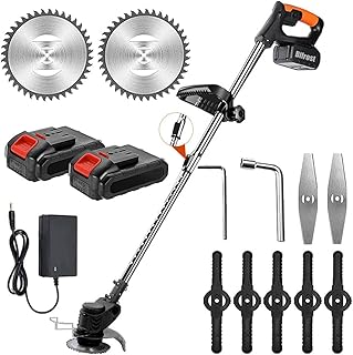 Decespugliatore a Batteria 24V Tagliabordi Elettrico con Lame Metalliche e 2 Batteria 3 in 1 Tagliaerba 90° Testata Regolabile e Maniglia Telescopica Per Rifilare Il Prato, Erba Da Taglio,black